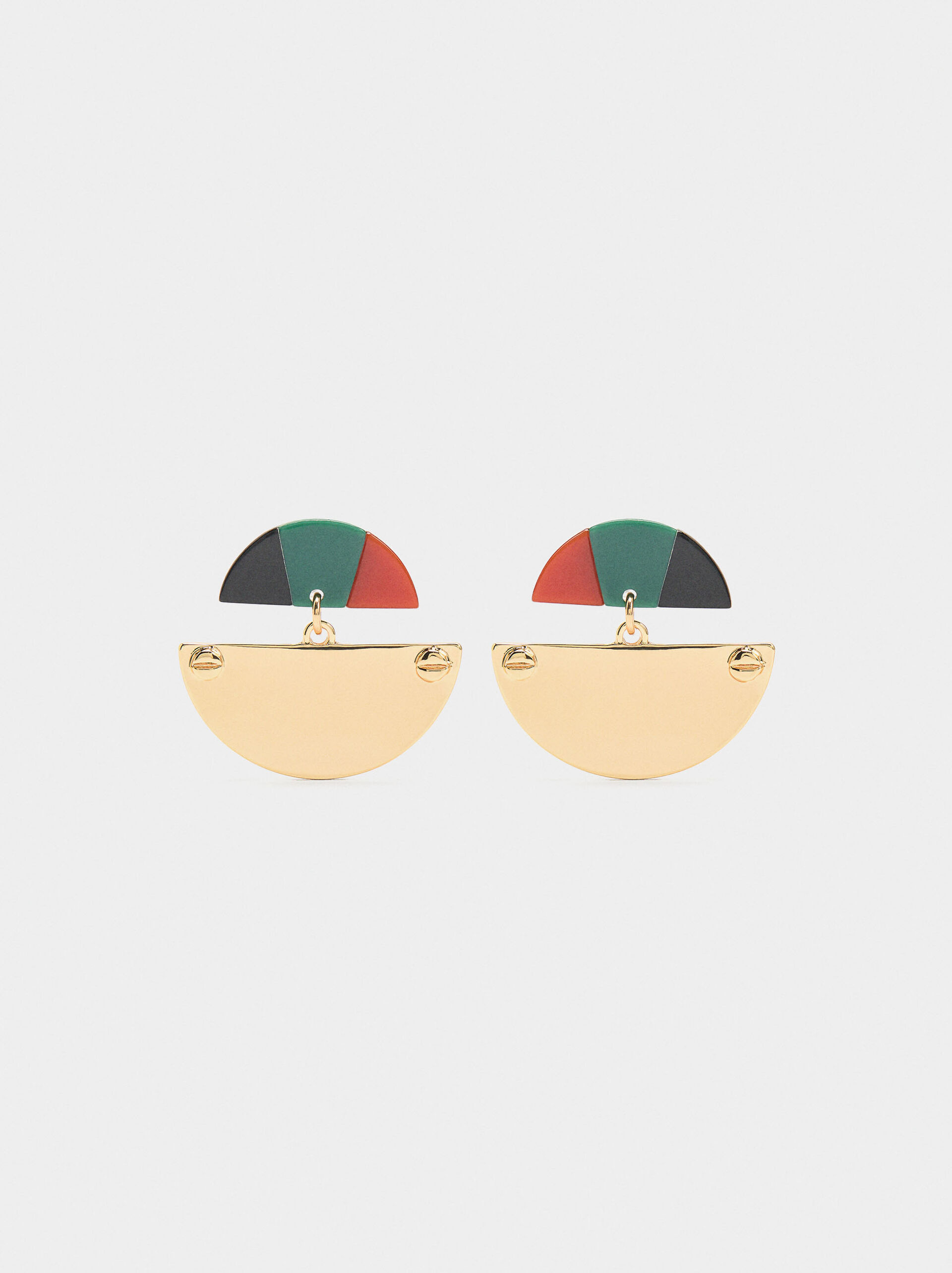 Semicircle earrings with multicolor resin image number 0.0