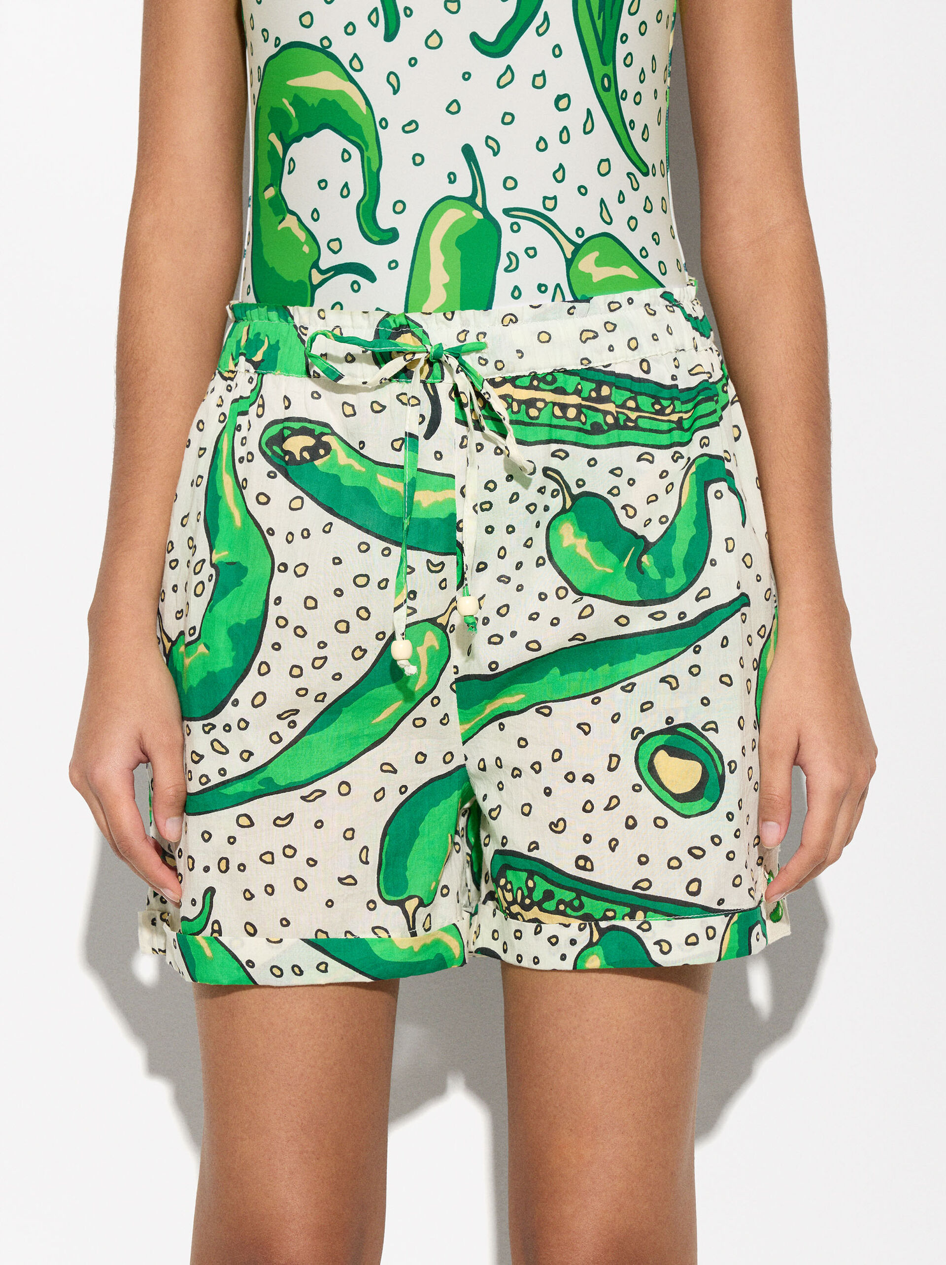 Printed Cotton Shorts image number 3.0