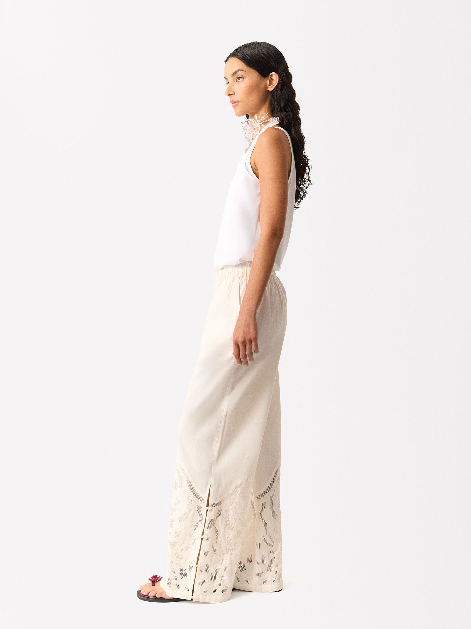 Online Exclusive - Embroidered Cotton Pants image number 5.0