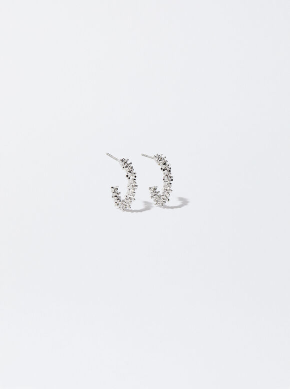 Silver Hoop Earrings, Silver, hi-res