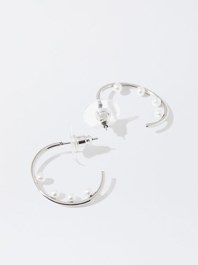 Stainless Steel Earrings With Pearls image number 2.0