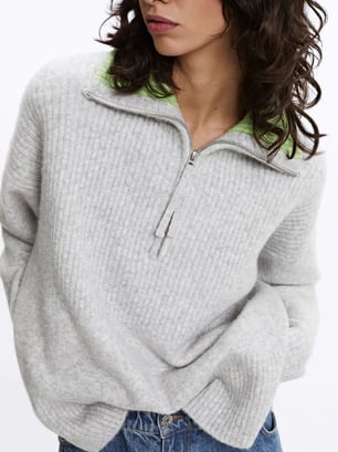 Knit Sweater With High Collar, , hi-res