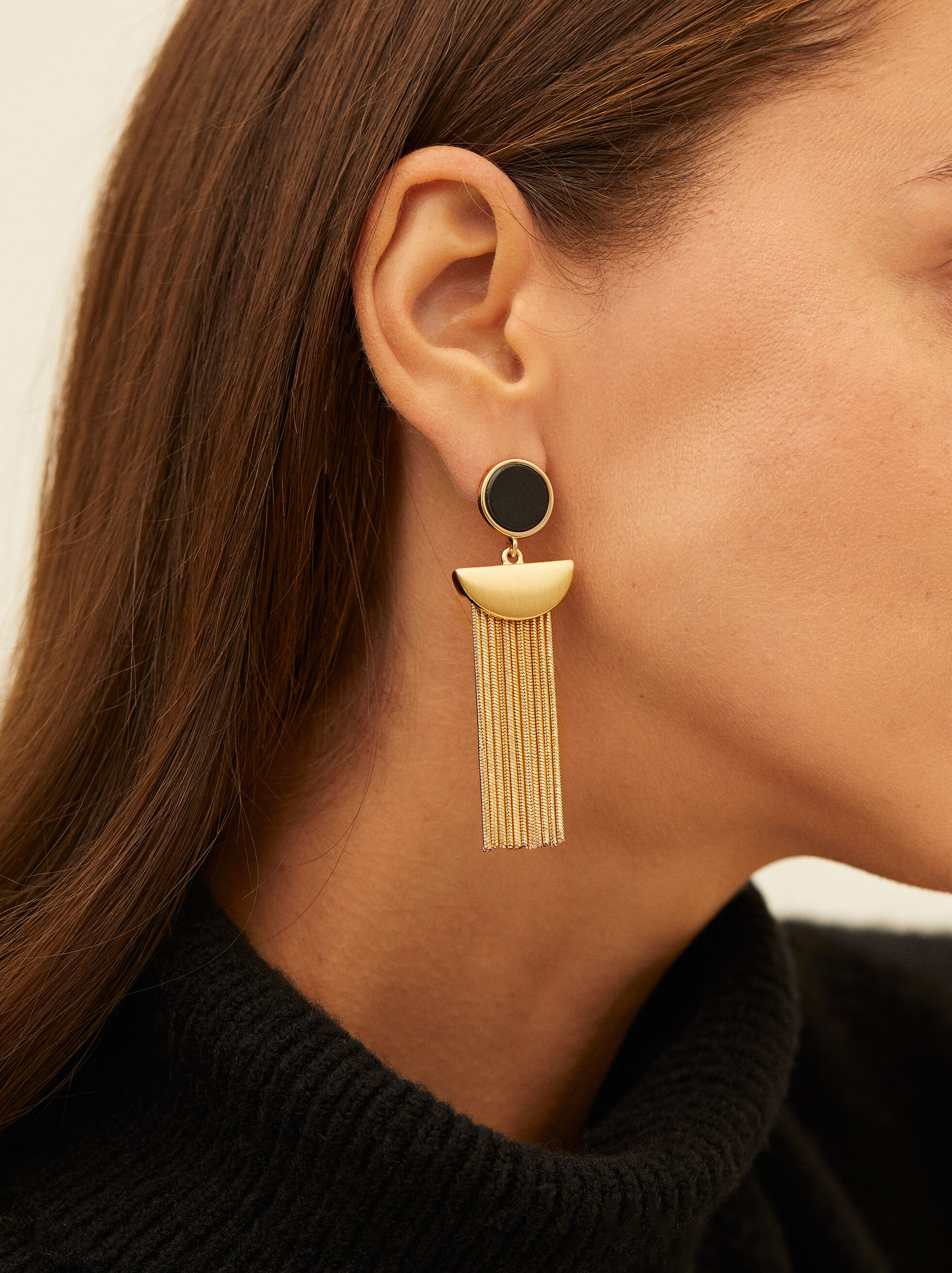 Boucles D’Oreilles Longues Pendantes Noir Femme Tout voir