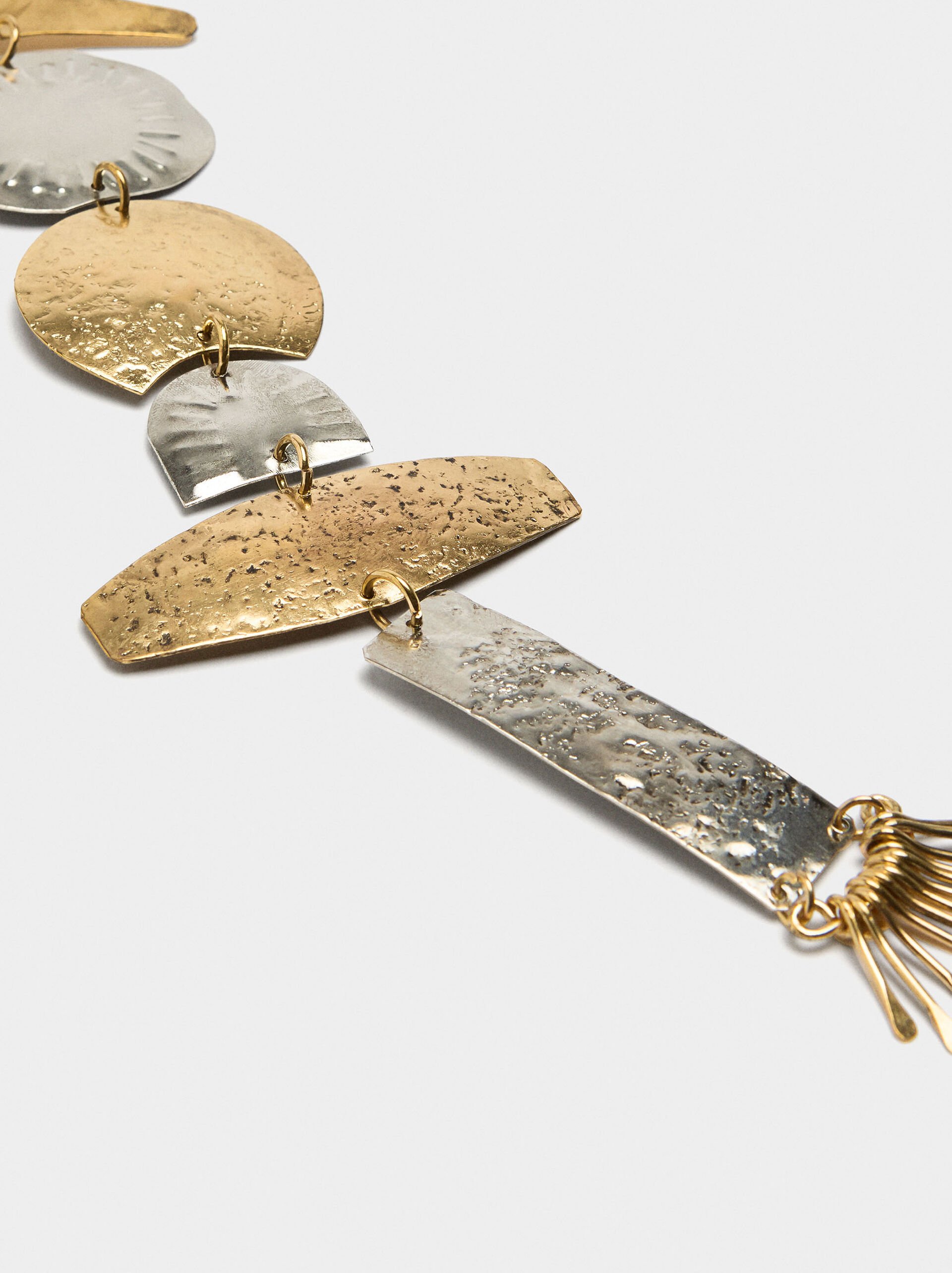 Necklace with bicolor geometric pendant image number 2.0