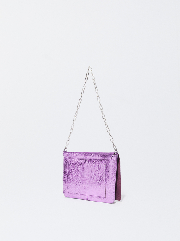 Schultertasche Aus Metallic-Leder, Violett, hi-res