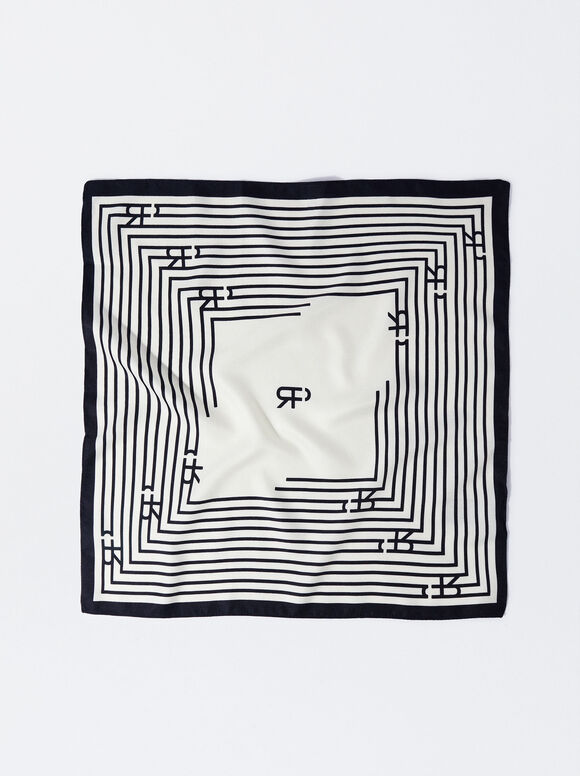 Quadratisches Halstuch Mit Print, Ekrü, hi-res