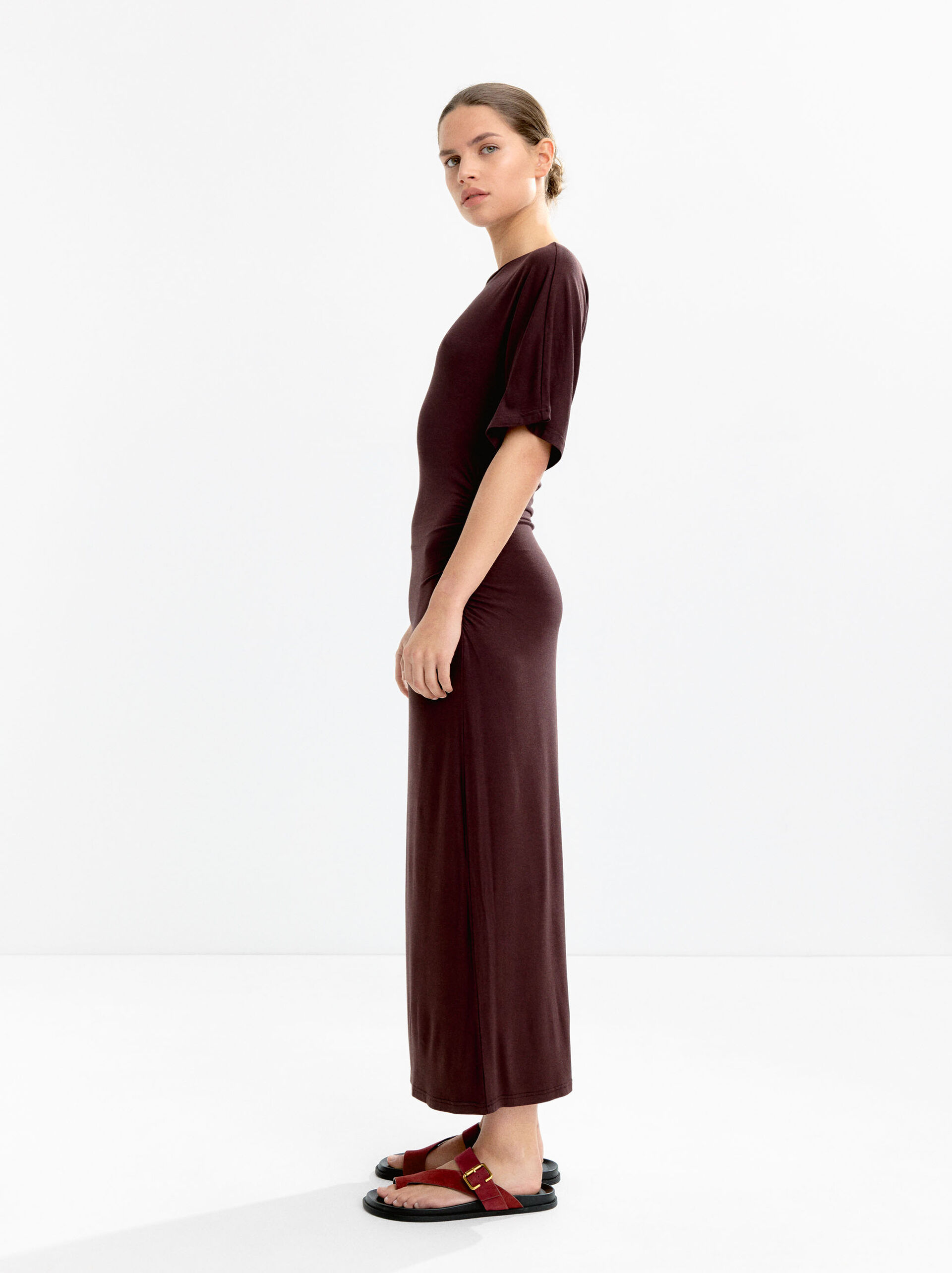 Langes Kleid mit Raffung image number 1.0