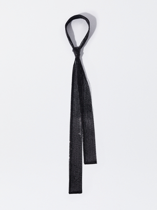 Cravate Avec Sequins, Noir, hi-res