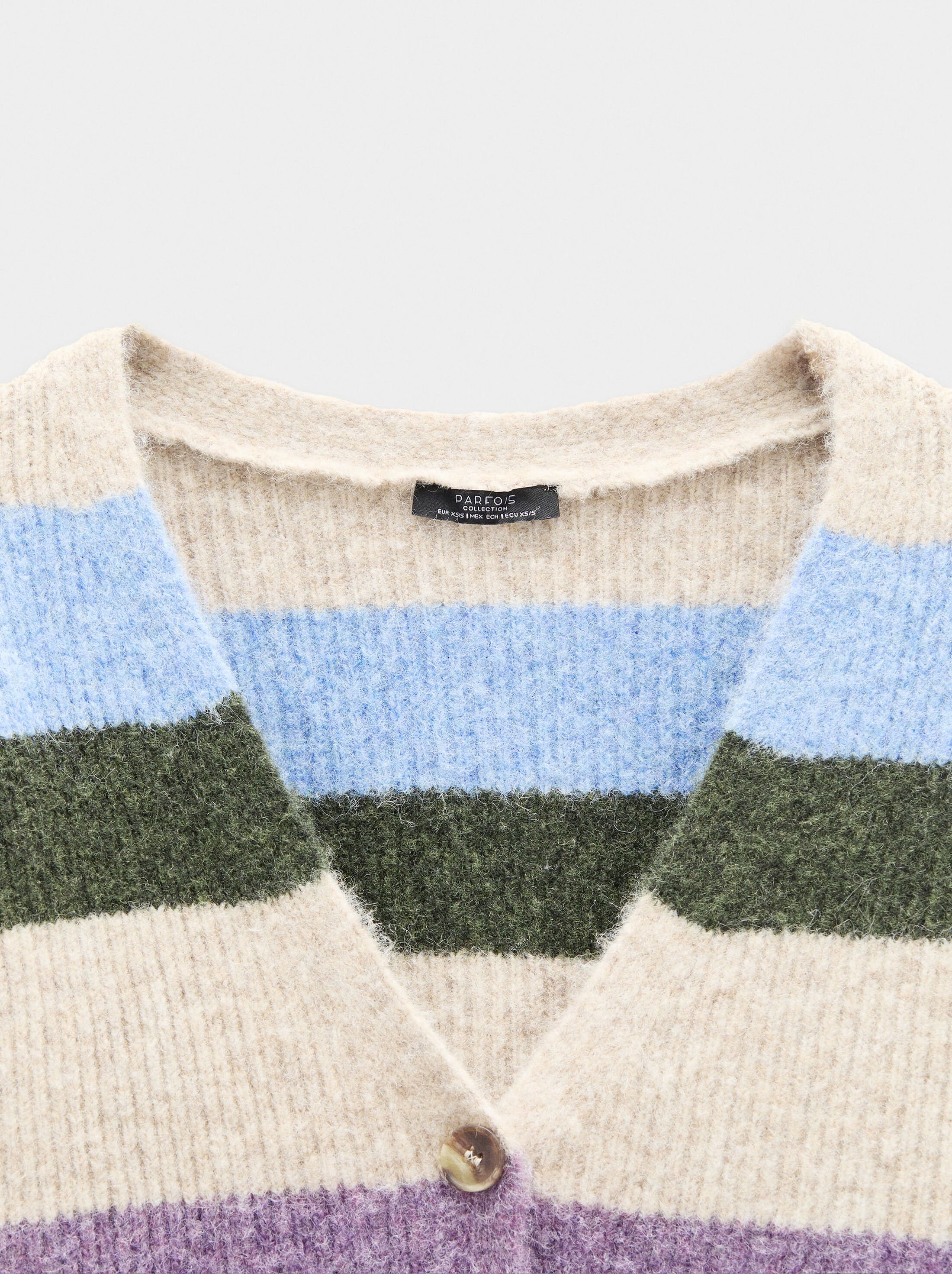 Knit cardigan with stripes image number 5.0