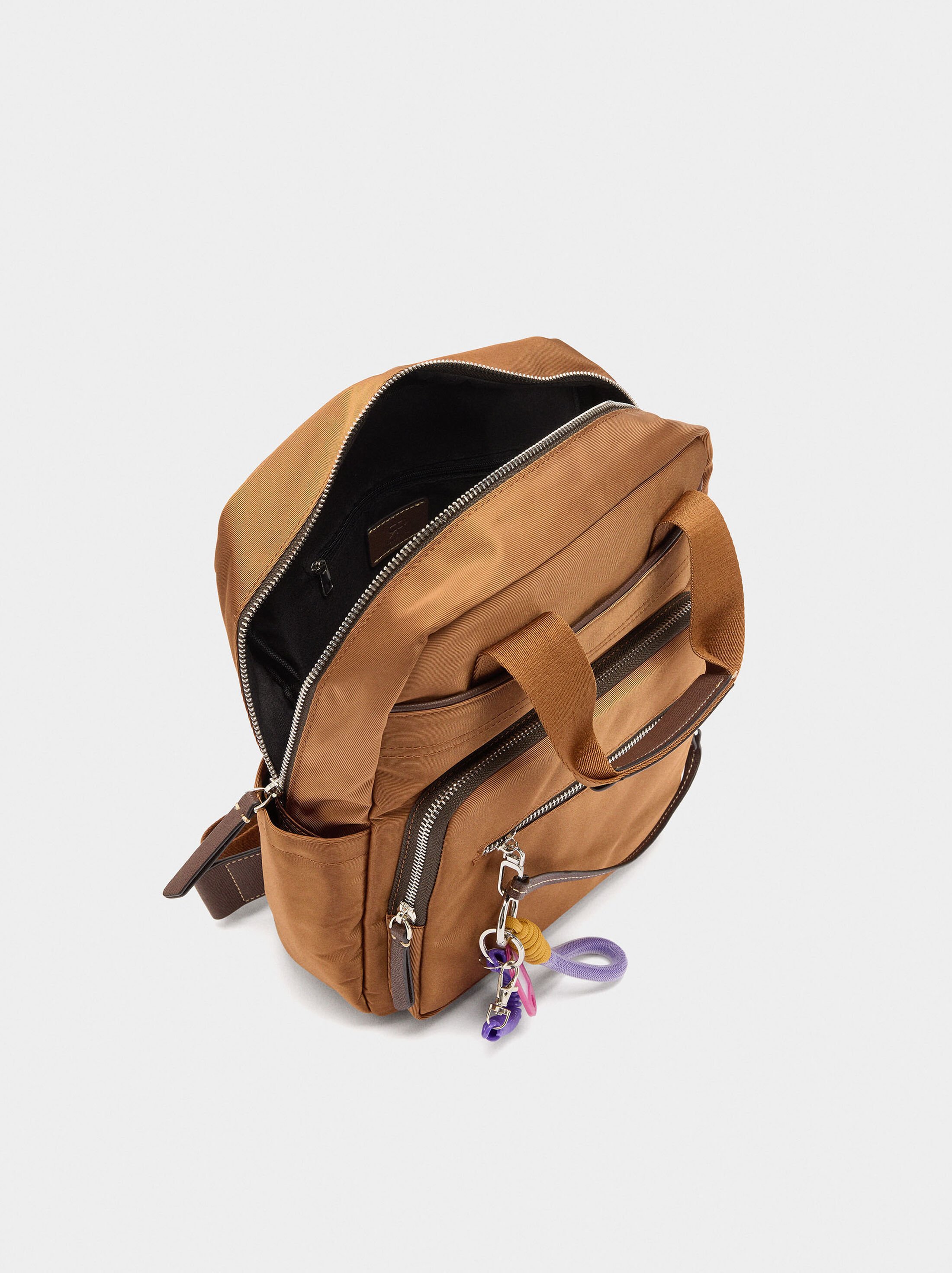 Nylon backpack with pendant image number 3.0