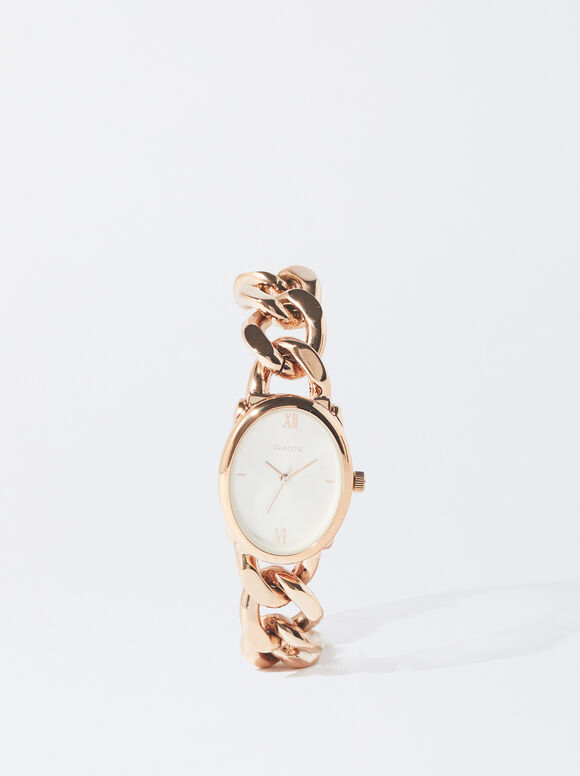 Gold Watch With Link Bracelet, Rose Gold, hi-res