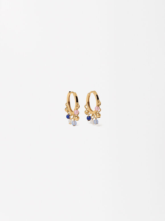 Gold Hoop Earrings, Multicolor, hi-res