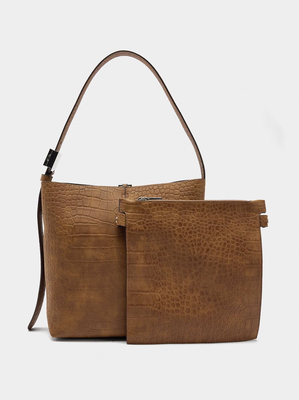 Shoulder bag with animal embossing