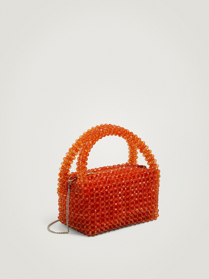 Party Handbag With Beads, Orange, hi-res