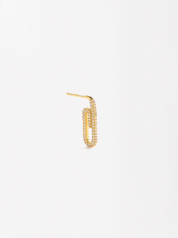 Single earring with zircons - 925 sterling silver