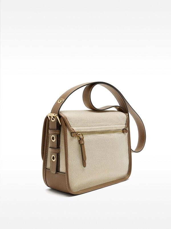 Fabric crossbody bag with flap closure