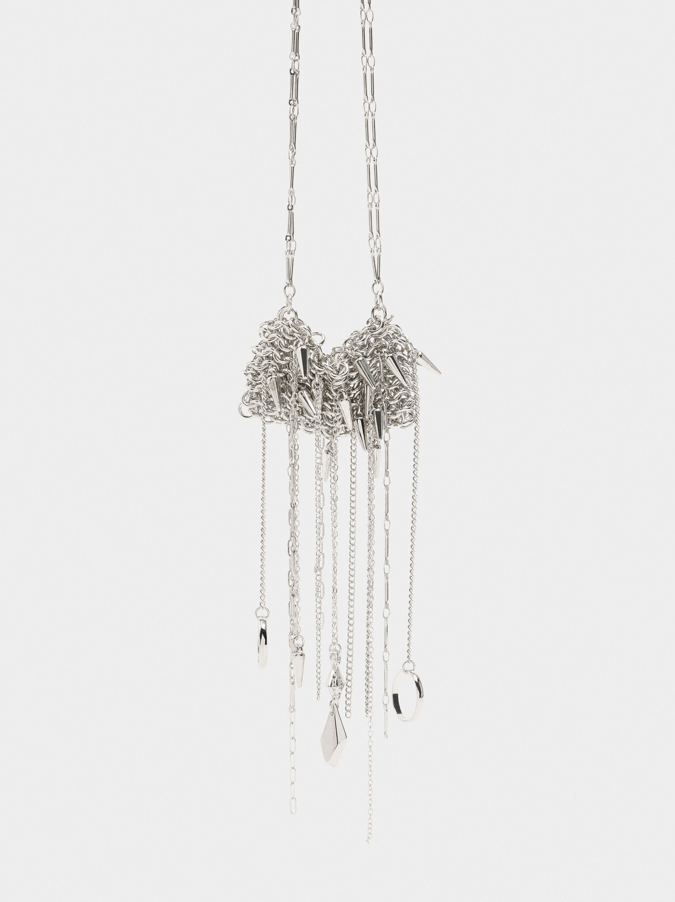Long necklace with pendant of chains image number 3.0