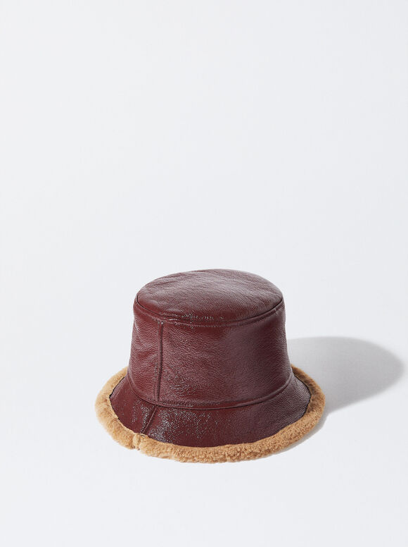 Waterproof Patent Bucket Hat, Bordeaux, hi-res