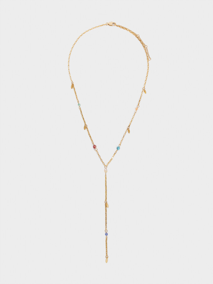 Steel Necklace With Stones And Pendants, Multicolor, hi-res