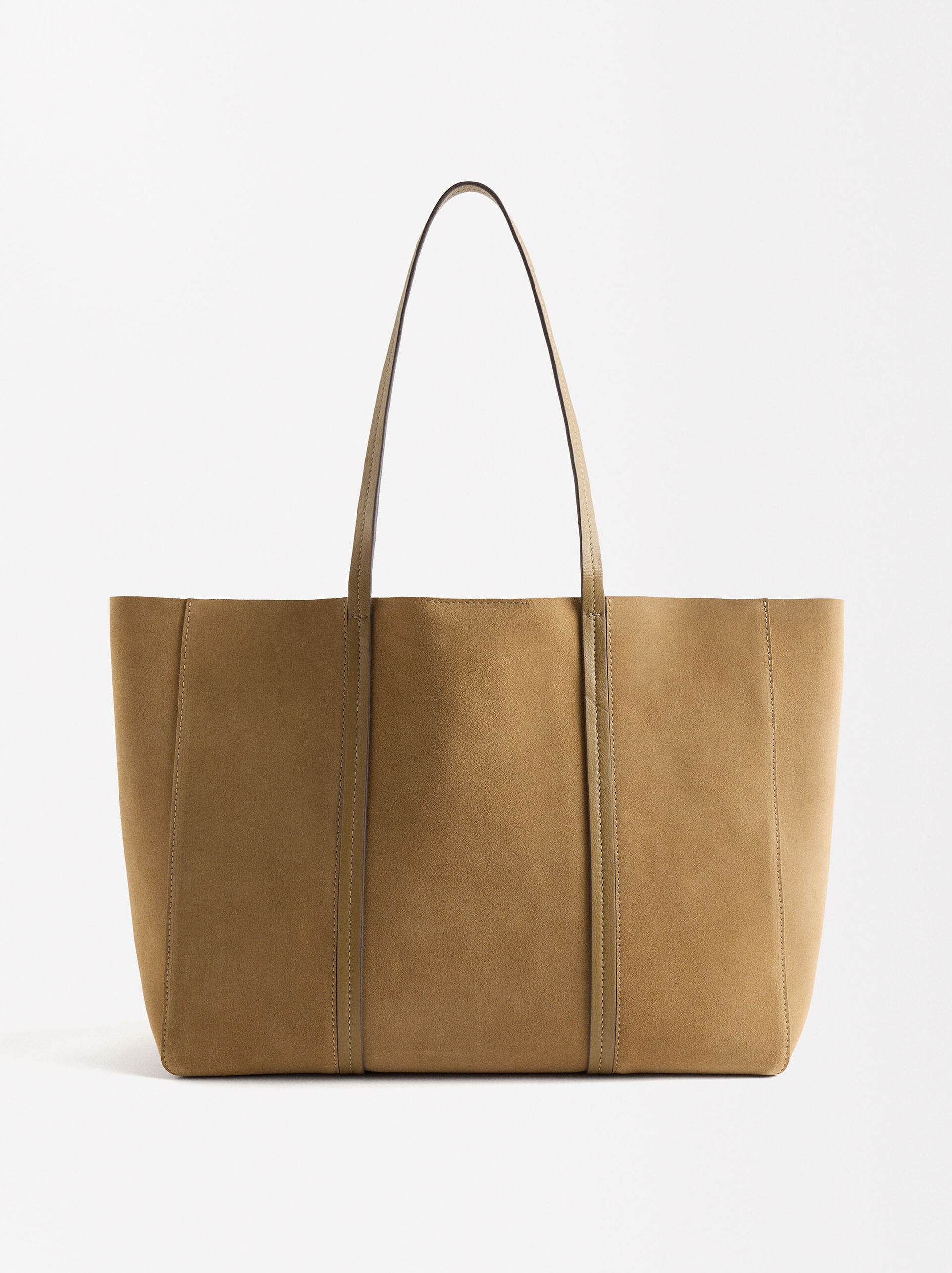 Leather shopper bag with removable pouch image number 0.0