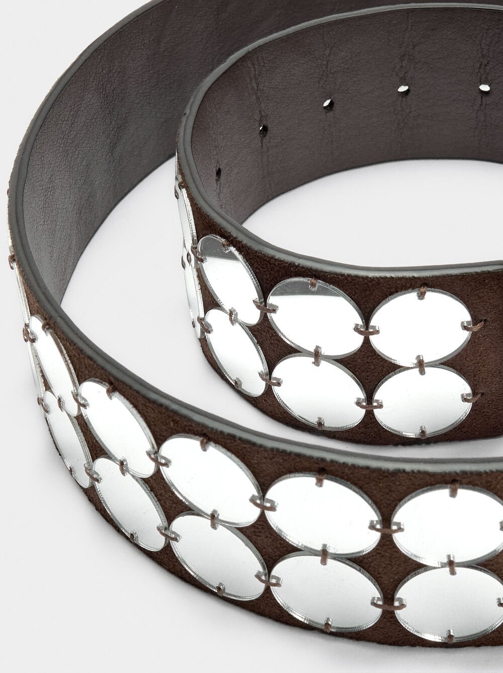 Leather-effect belt with mirror detail
