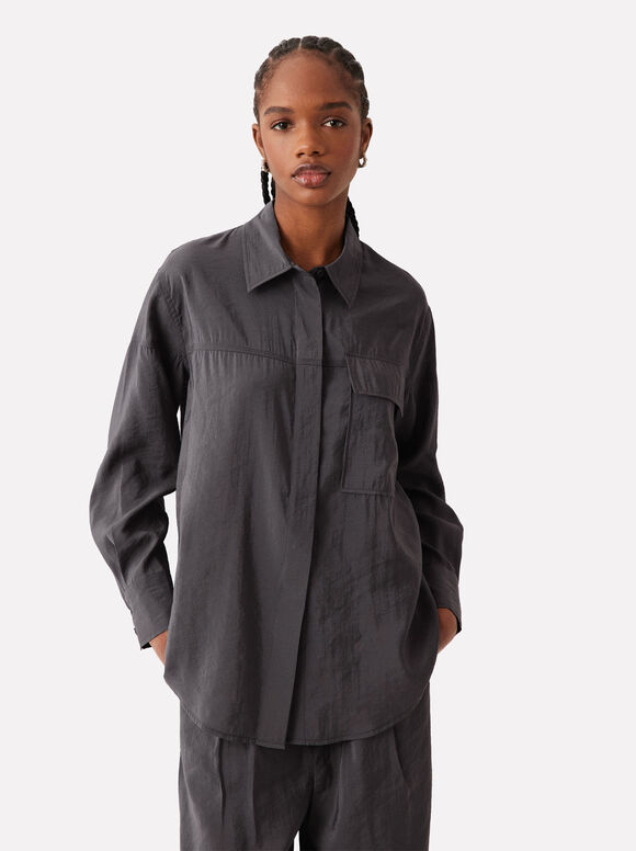Long-Sleeve Shirt With Buttons, Grey, hi-res