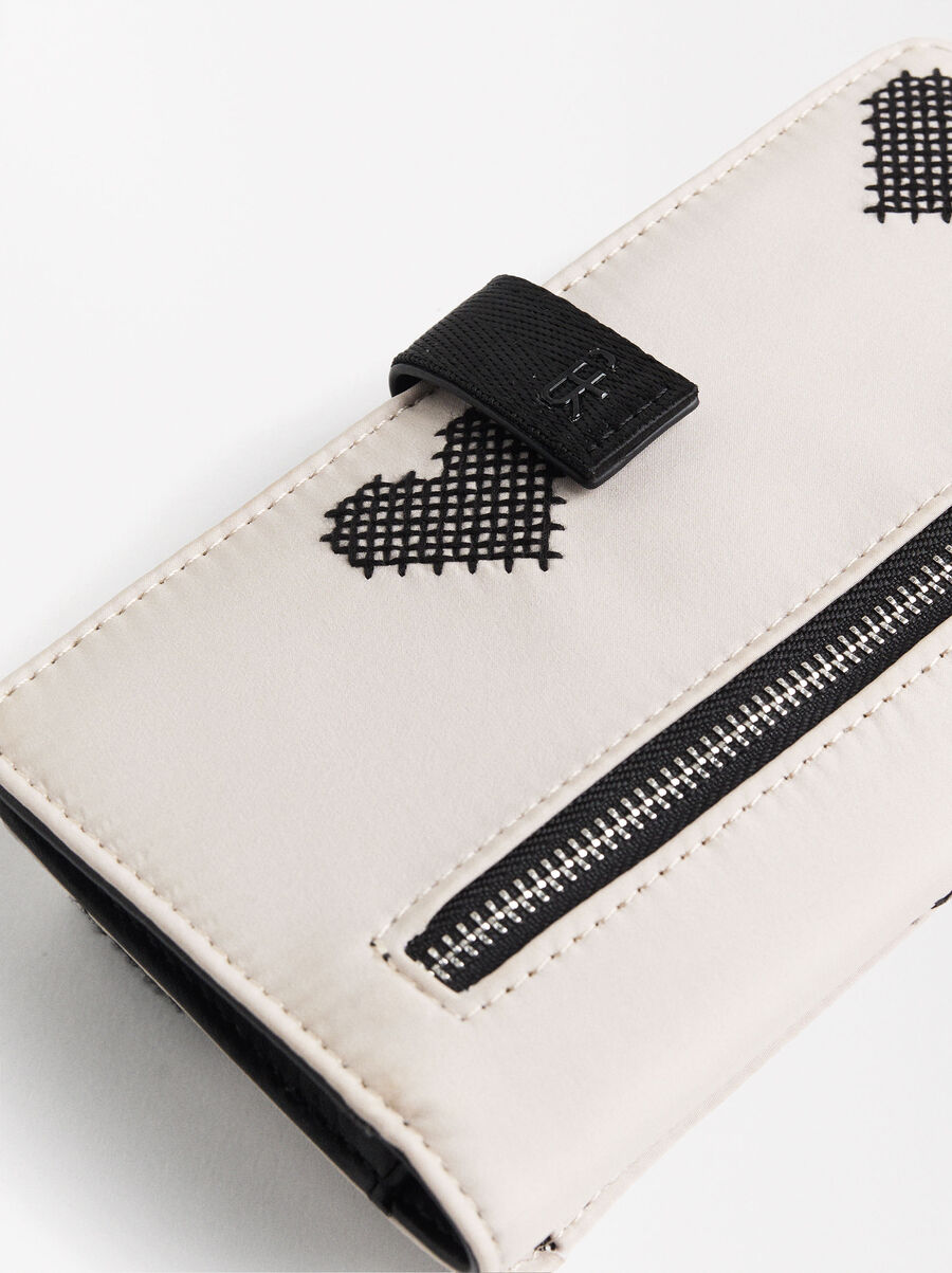 Nylon phone bag with hearts