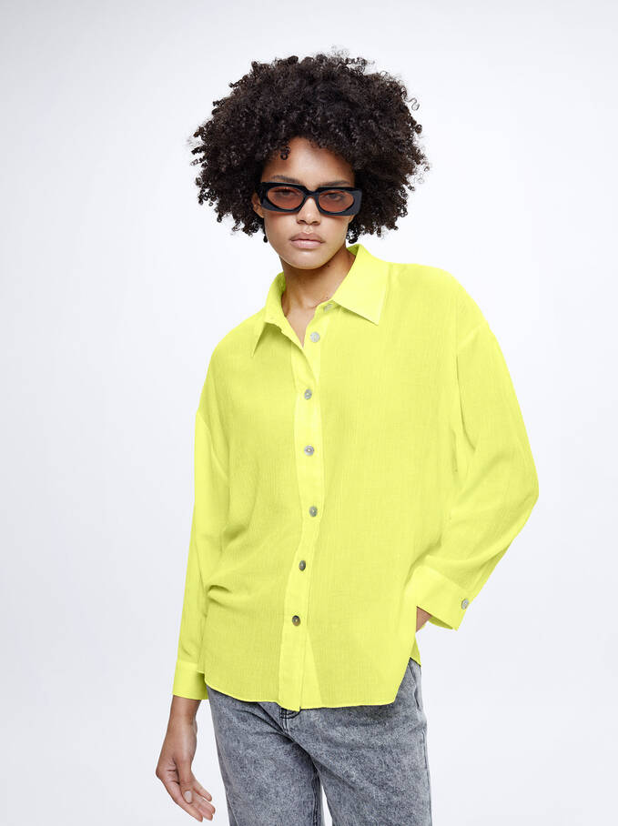 Long-Sleeve Textured Shirt, Yellow, hi-res