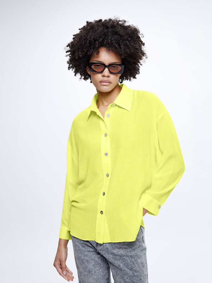 Long-Sleeve Shirt With Buttons, Yellow, hi-res