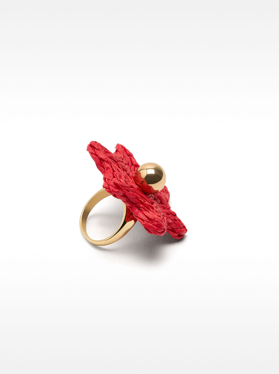 Bague maxi fleur effet paille