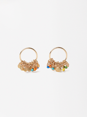 Golden Hoop Earrings, Multicolor, hi-res