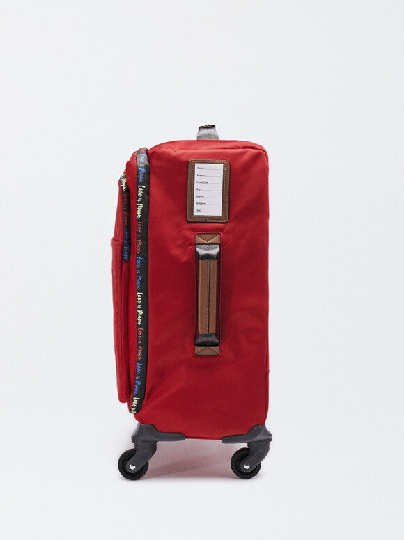 Nylon Travel Trolley, Red, hi-res