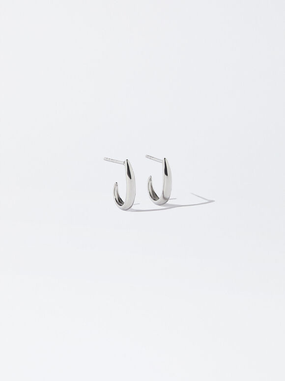 Silver Stainless Steel Earrings, Silver, hi-res
