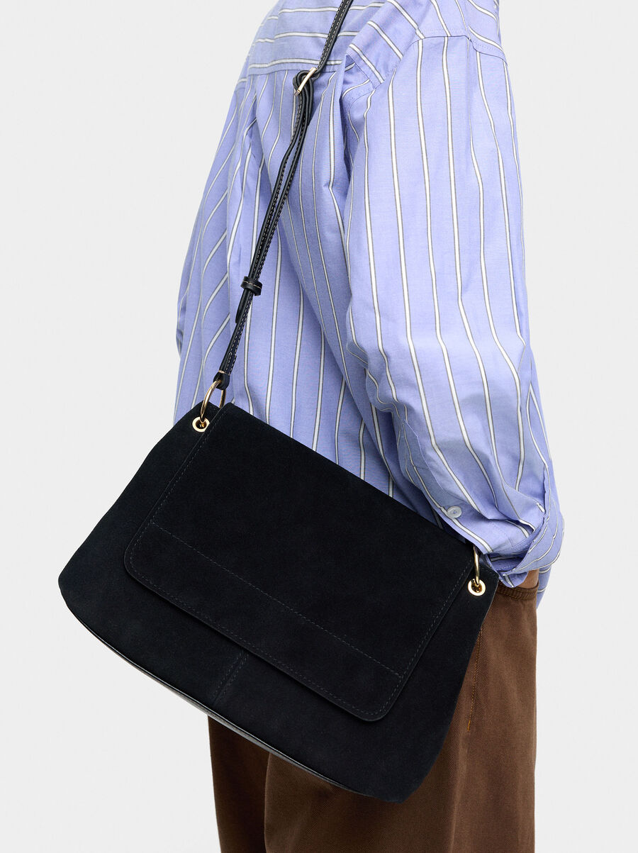 Bolso bandolera con piel e solapa