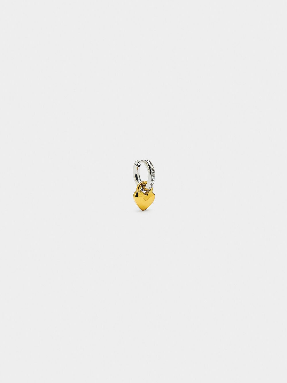 Heart single hoop earring - stainless steel