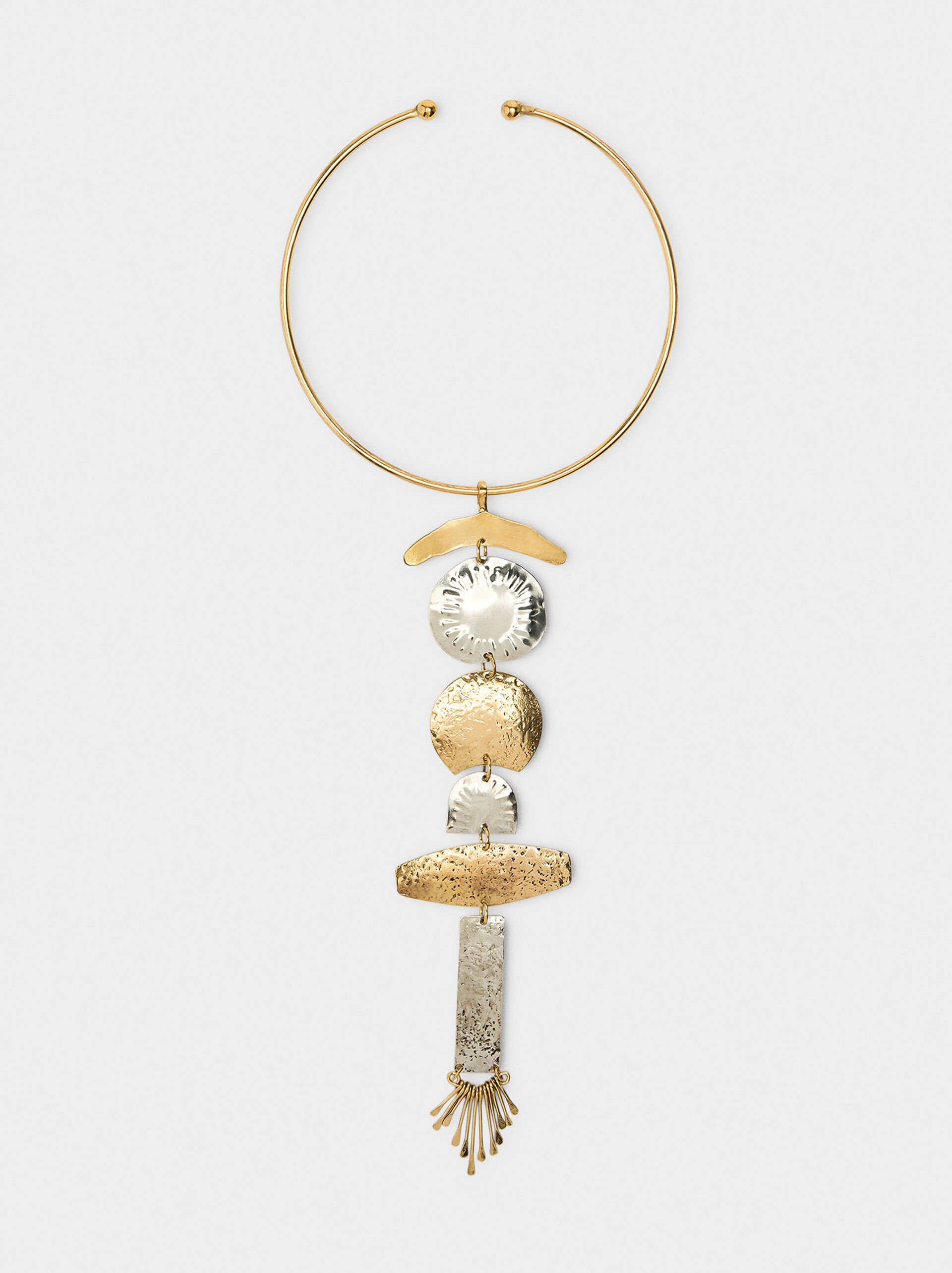 Necklace with bicolor geometric pendant image number 0.0
