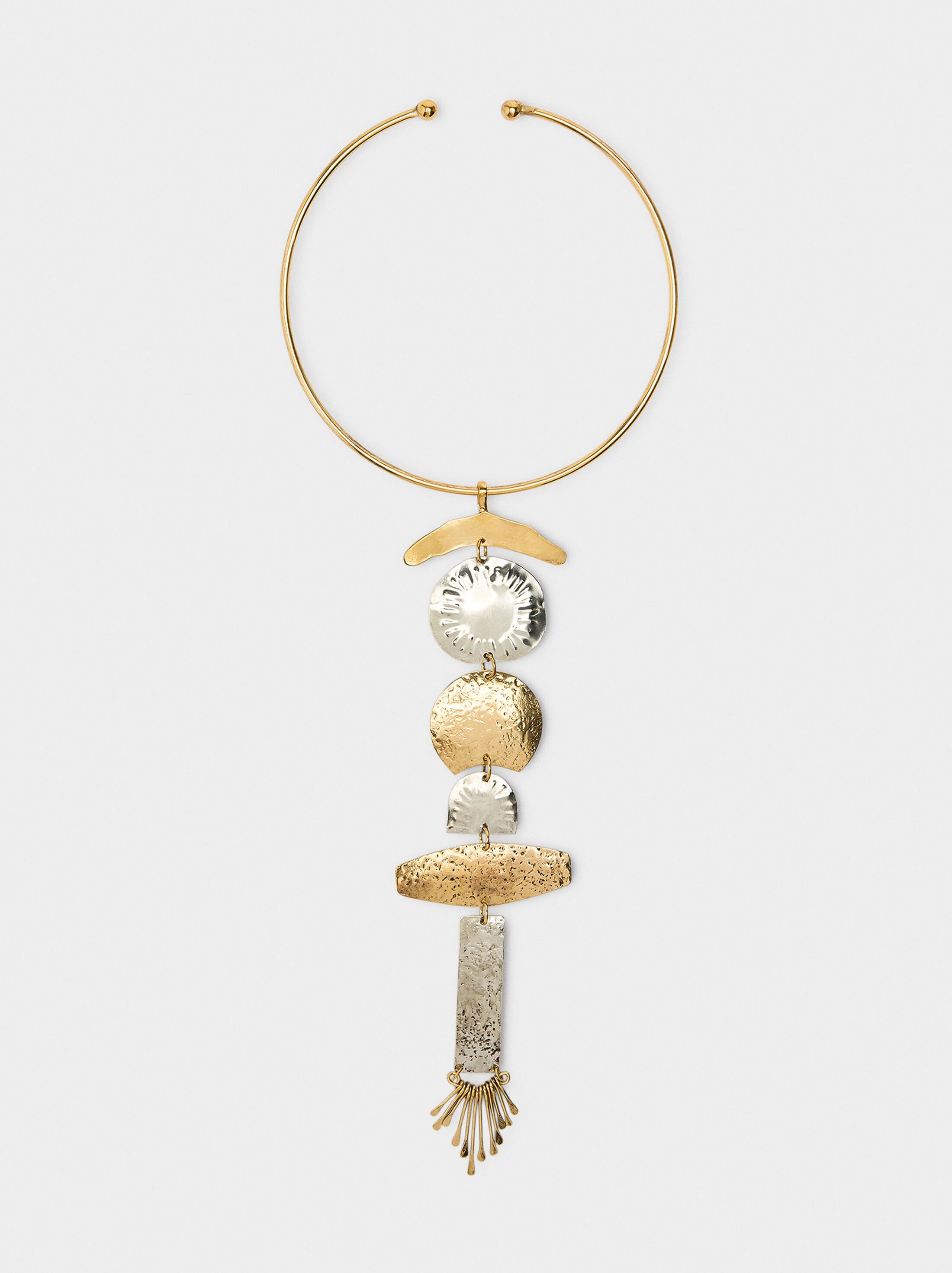 Necklace with bicolor geometric pendant image number 0.0
