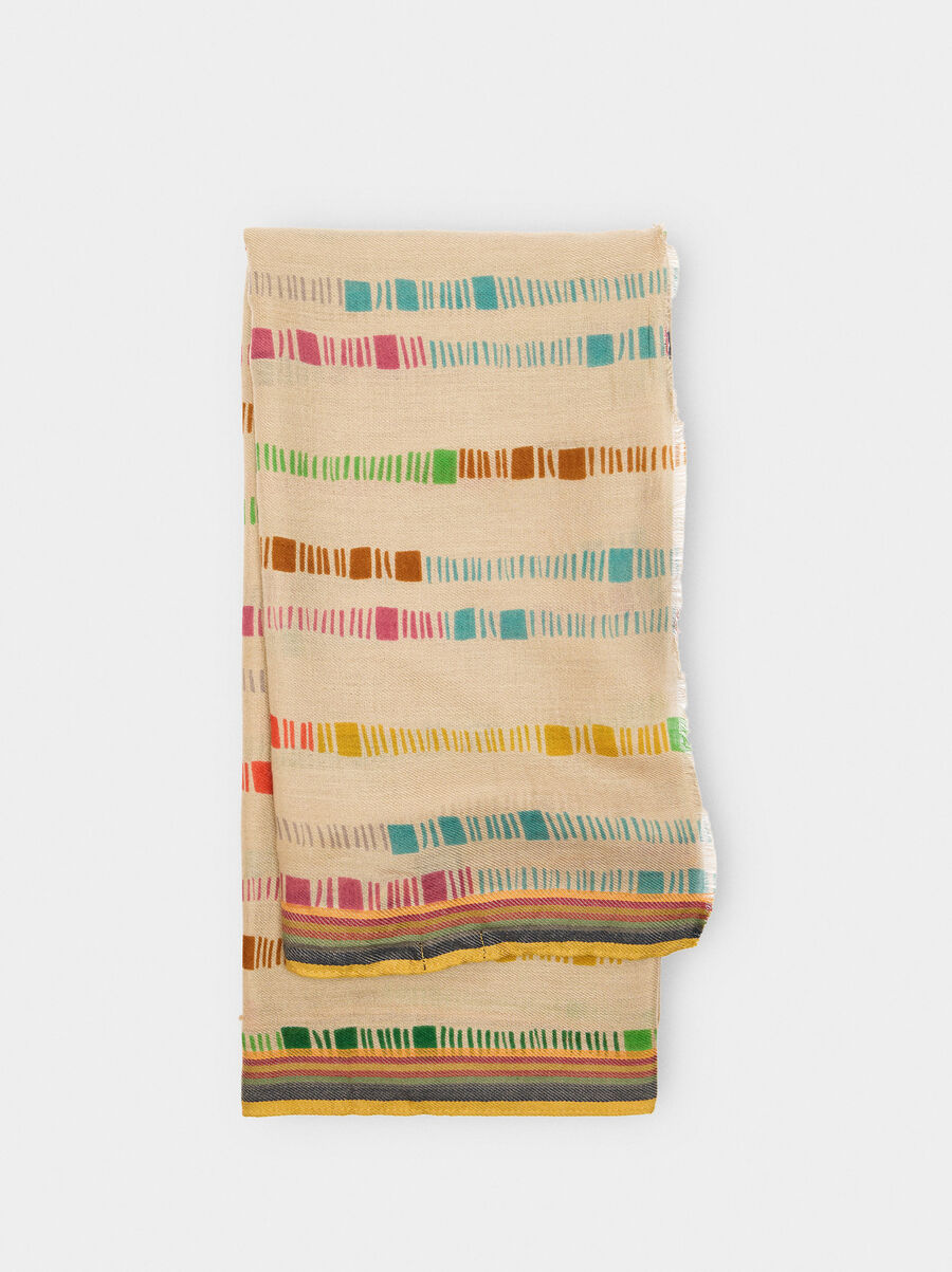 Scarf printed with multicolor stripes
