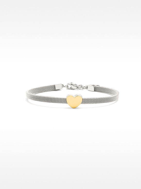 Stainless Steel Bracelet With Heart, Multicolor, hi-res