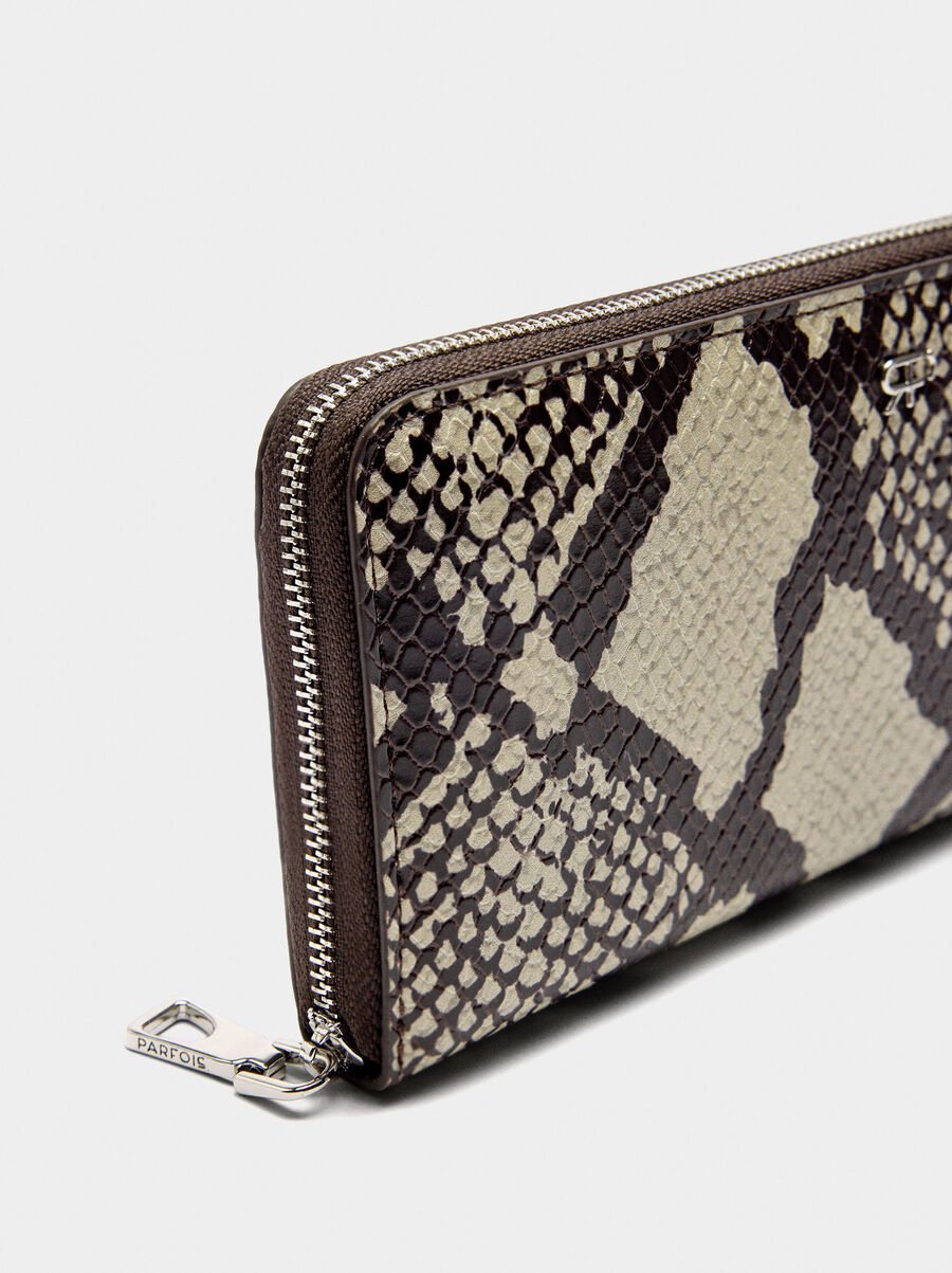 Cartera de estampado animal con cremallera L