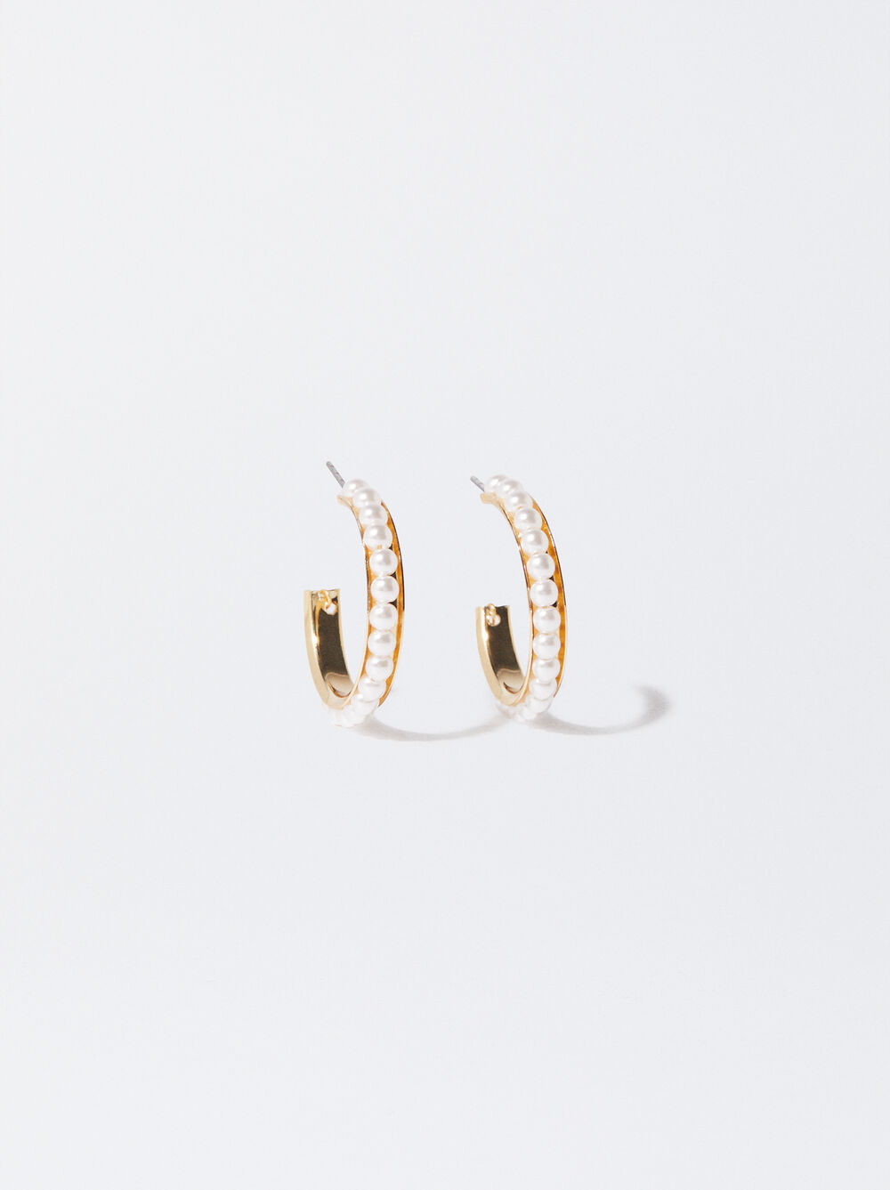 Golden Hoop Earrings With Pearls