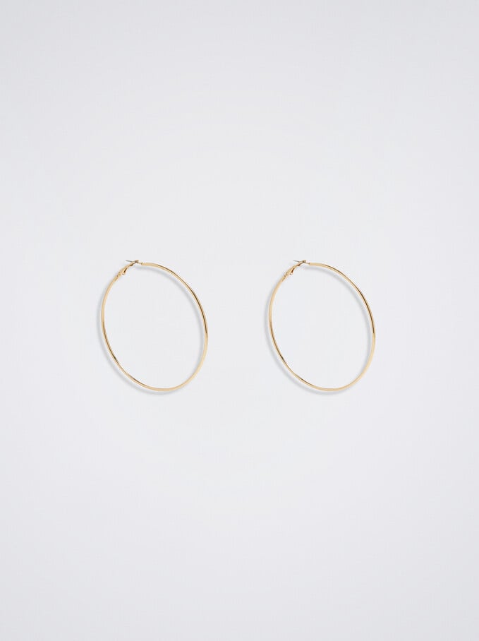 Basic Large Hoop-Earrings, Golden, hi-res