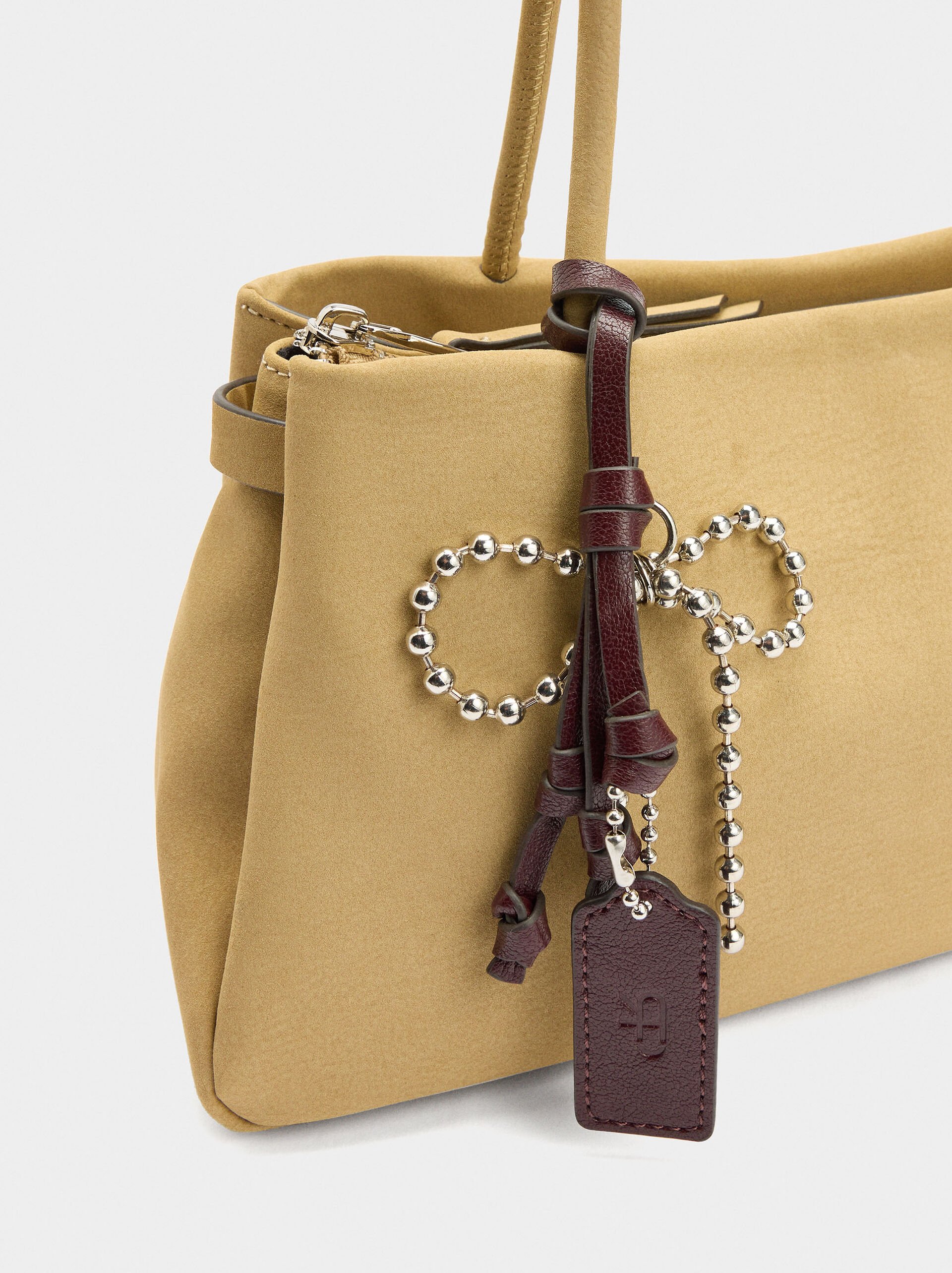 Leather-effect shoulder bag with pendant image number 2.0