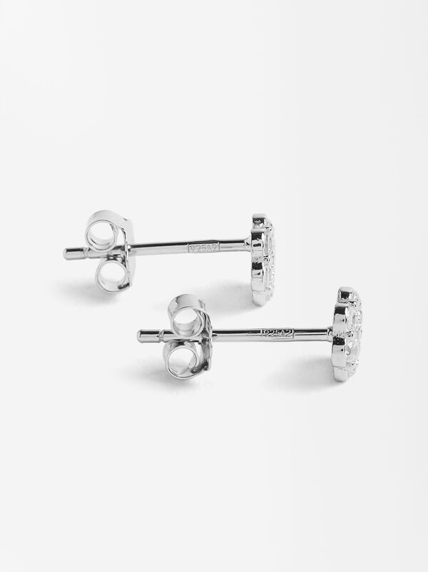 Flower earrings with zirconias - 925 sterling silver