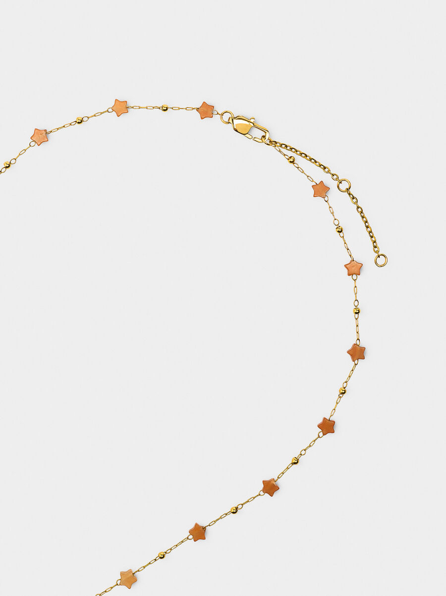 Necklace with stone stars - stainless steel