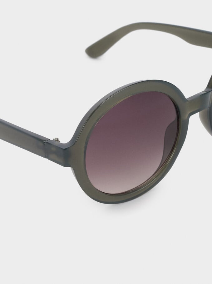 Sunglasses With Round Frames, Green, hi-res
