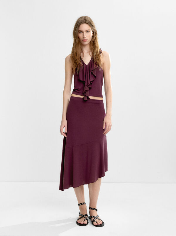 Asymmetric midi skirt