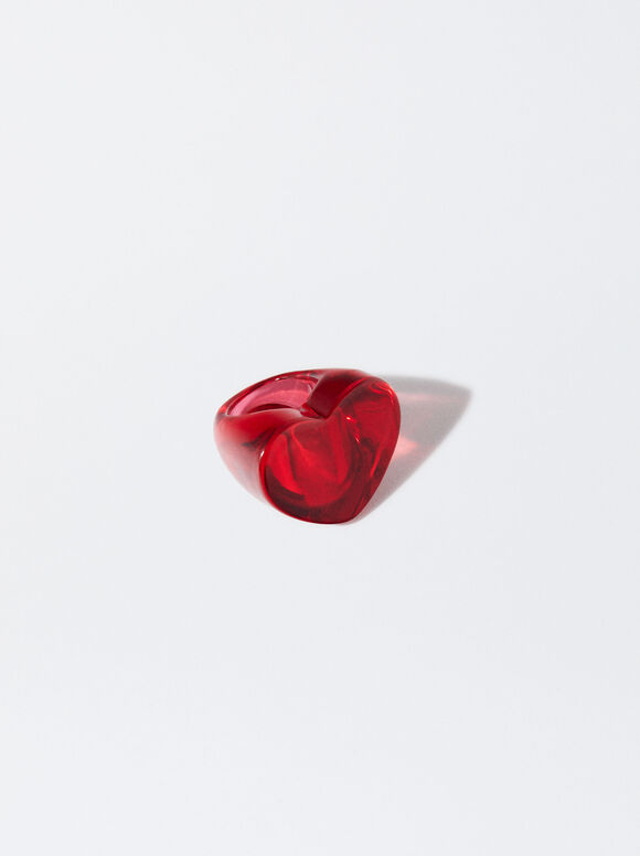 Online Exclusive - Heart Ring In Resin, Red, hi-res
