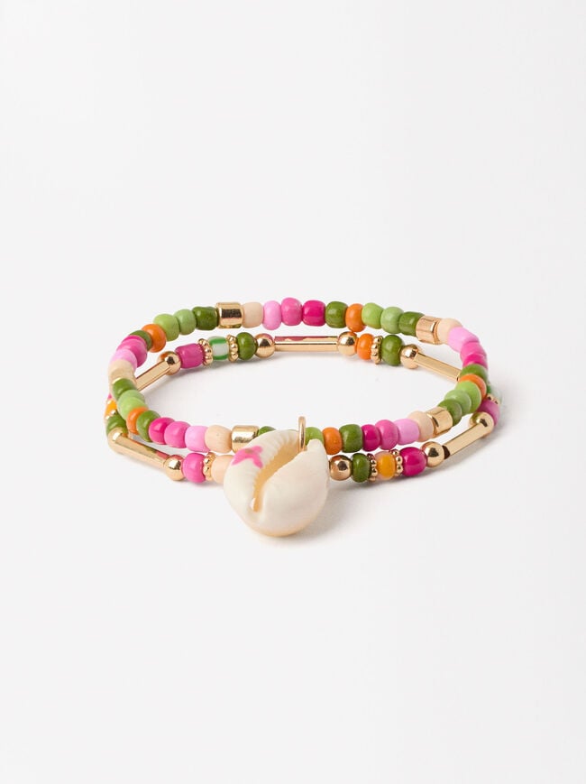 Double Beaded Bracelet With Shell image number 0.0