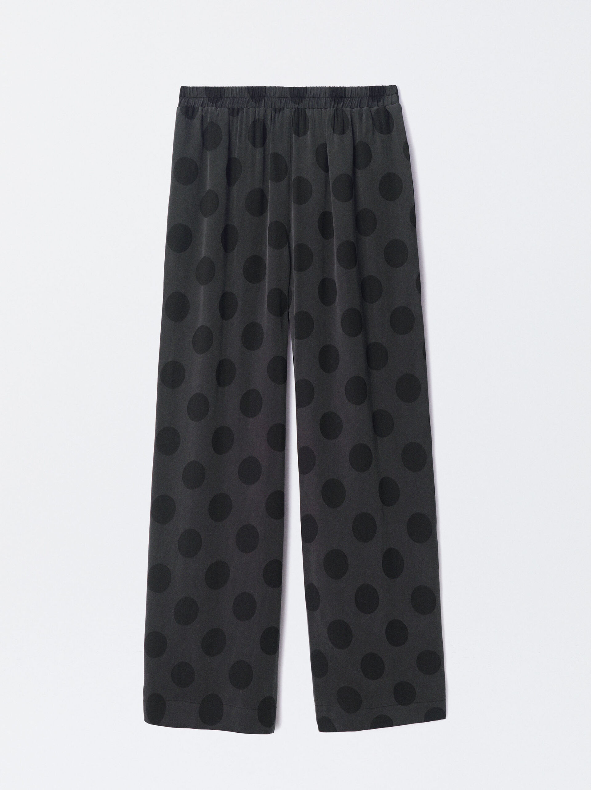 Online Exclusive - Polka Dot Elastic Waist Lyocell Pants image number 5.0